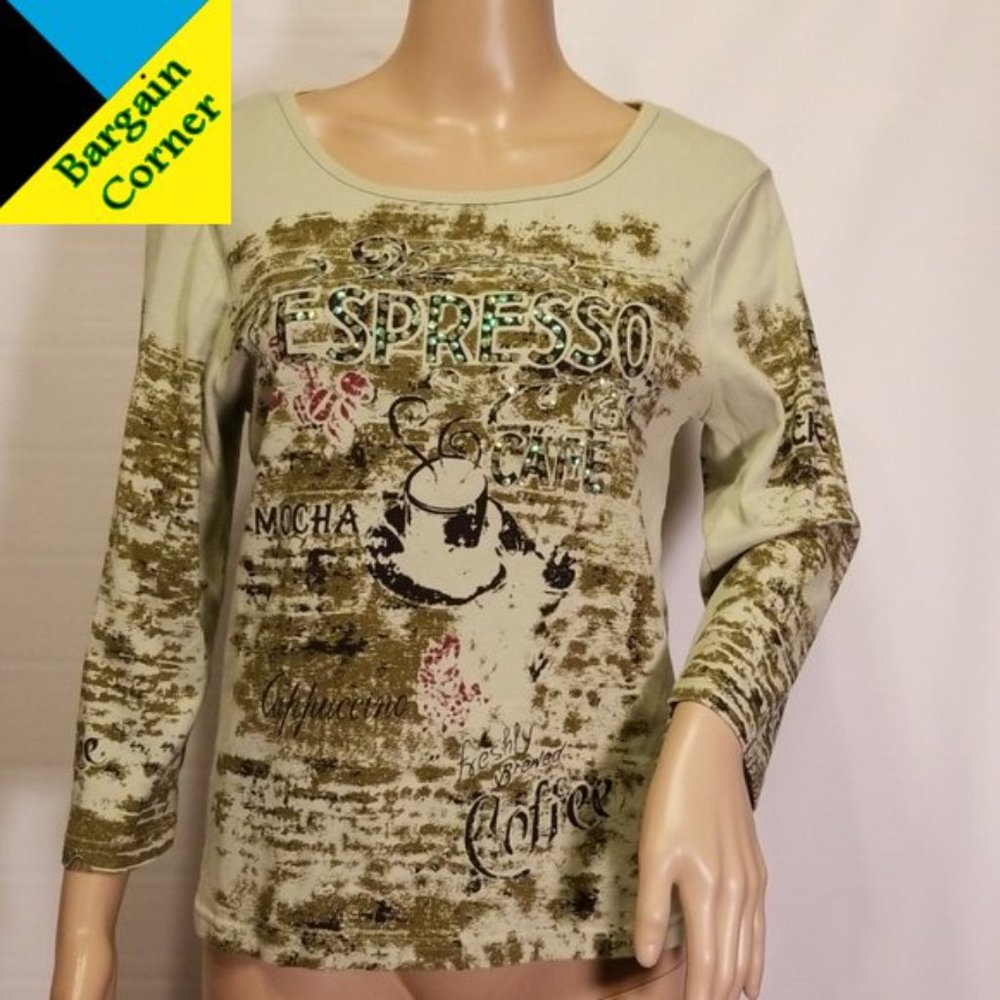 Reduced!  Bling Expresso 3/4 Sleeve T